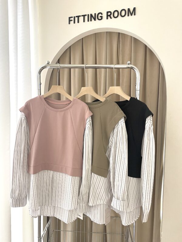 Dressy Stripe 2-toned Blouse - Image 7