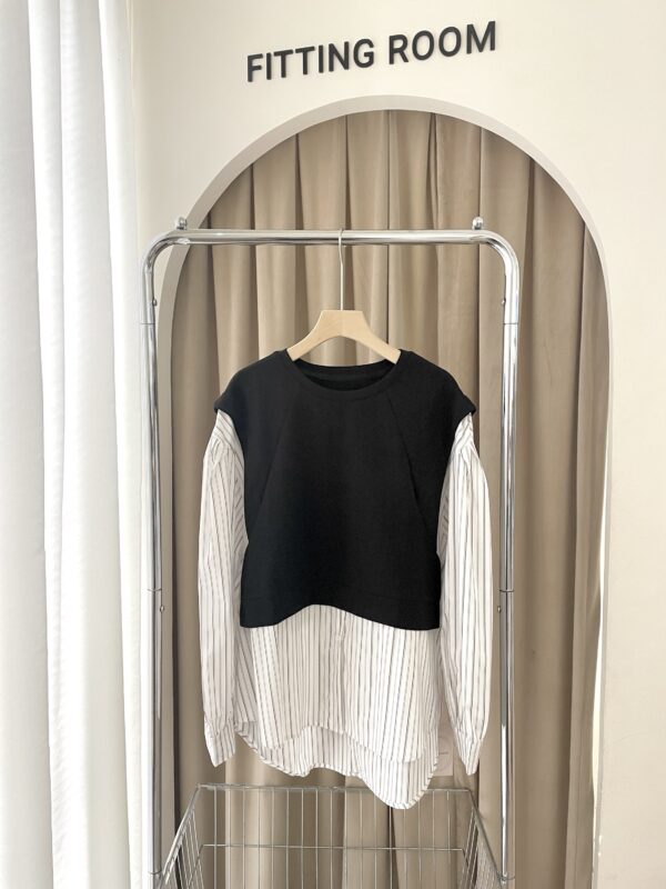 Dressy Stripe 2-toned Blouse - Image 10