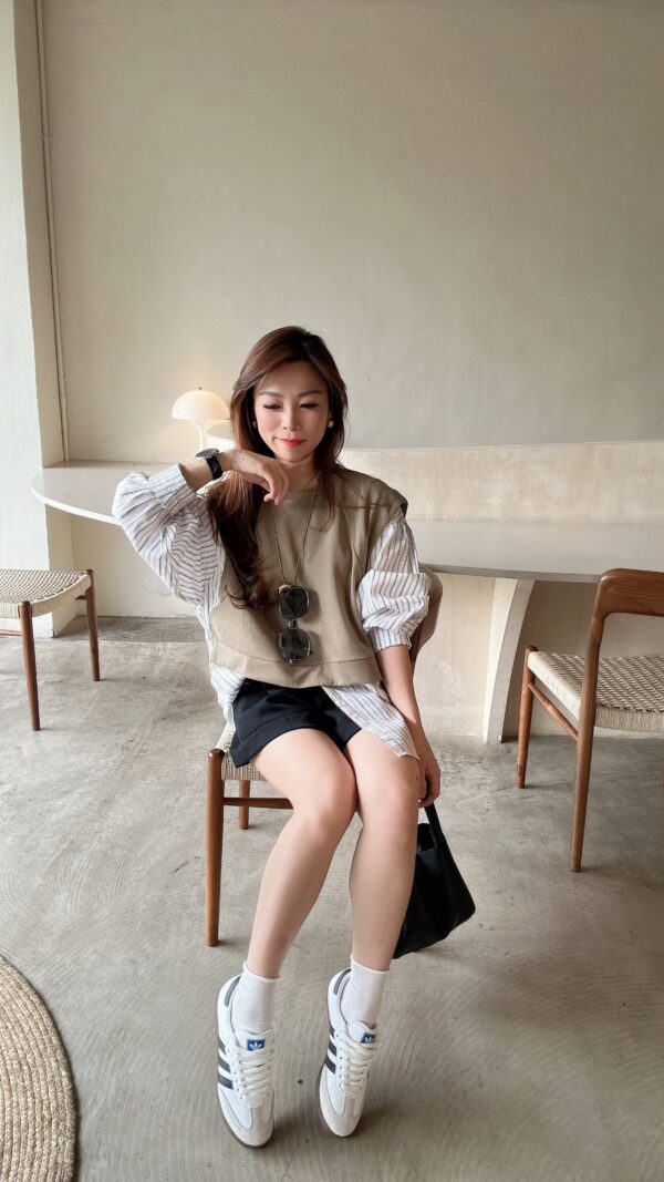 Dressy Stripe 2-toned Blouse - Image 6