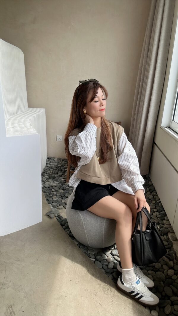 Dressy Stripe 2-toned Blouse - Image 3