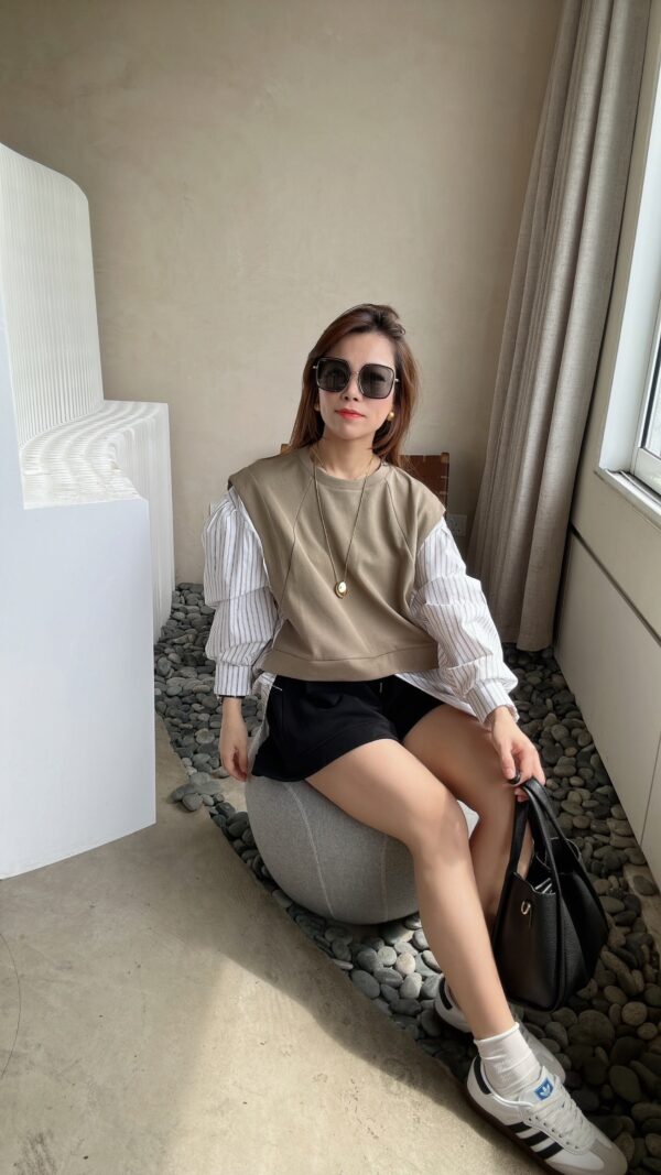 Dressy Stripe 2-toned Blouse - Image 2